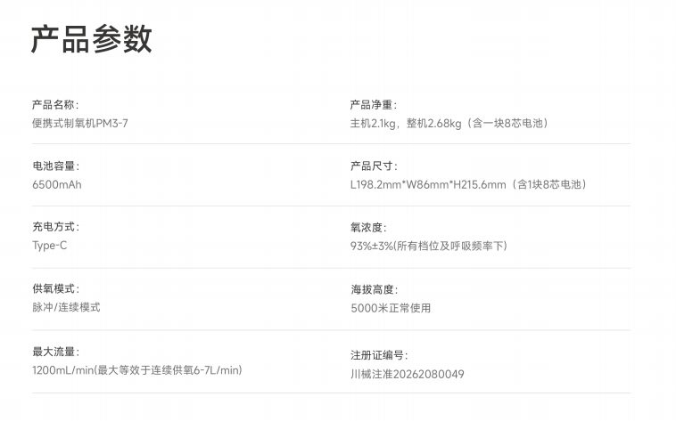 邱邱糖＆倍益康PM3-7 等效7L便携式制氧机