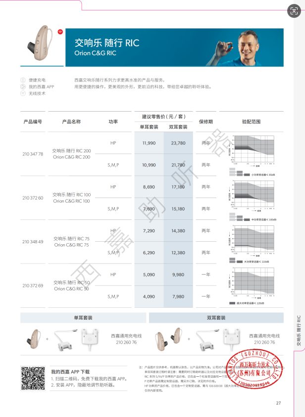 西嘉 交响乐随行RIC助听器